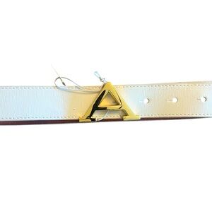 Reversible Camel Brown and Cream Belt with Gold ‘A’ Buckle